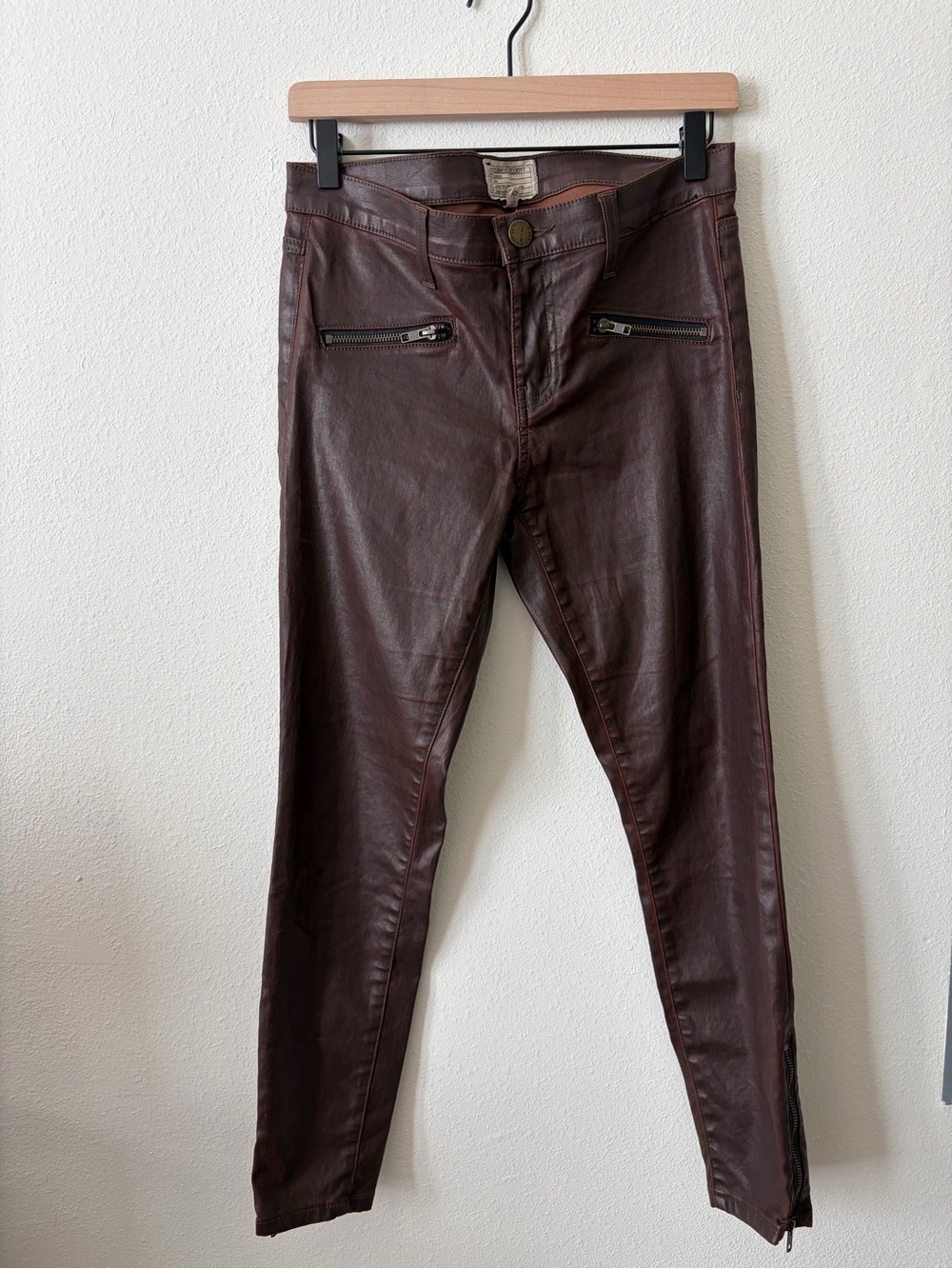 Current/Elliot Moto Brown Coated Pants